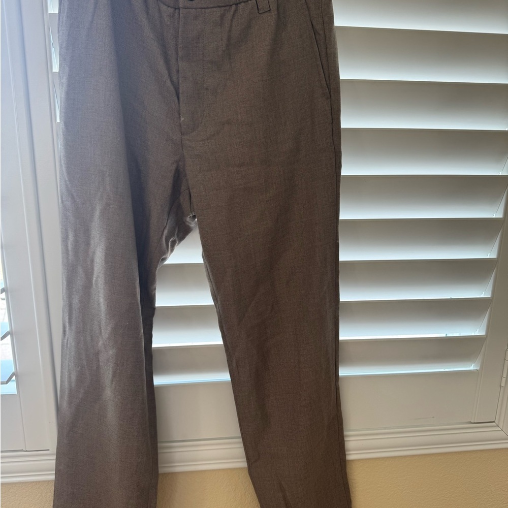 H&M Brown Dress Pants with Straight Leg Design and Smooth Finish